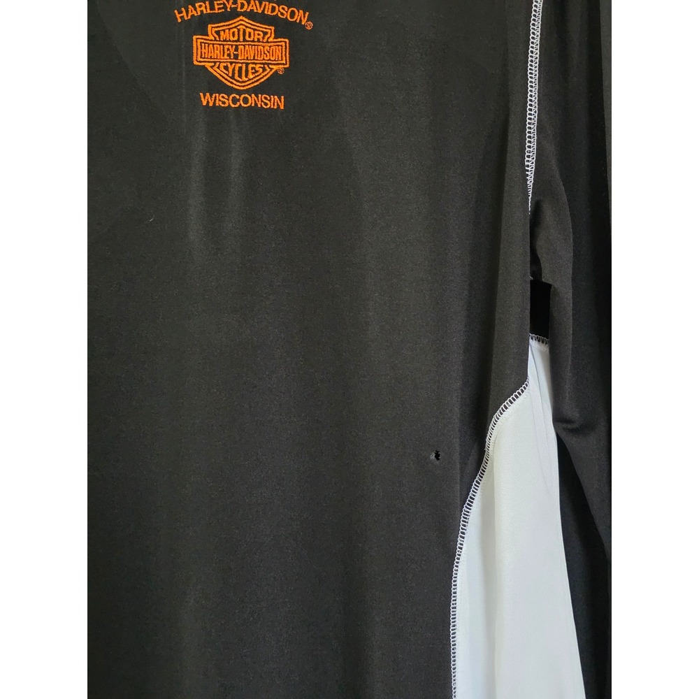 Harley-Davidson Women Black White Long Sleeve V-Neck Performance Shirt Large - Picture 5 of 5